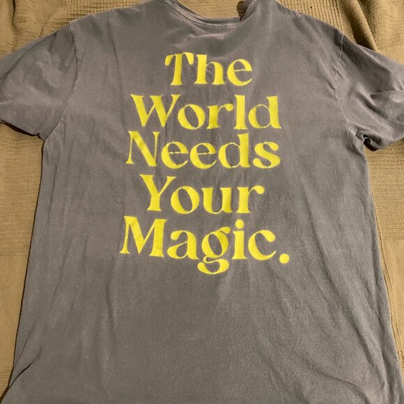 Dressed in Lala The World Needs Your Magic Oversized Tee in Sage + Neon S/M - Picture 2 of 3